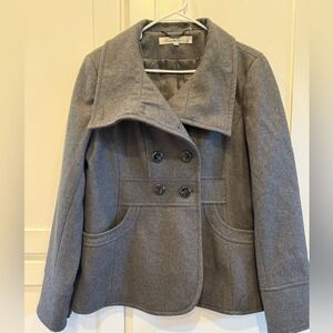 Kenneth Cole wool‎ blend size women's 14 gorgeous women's gray pea coat.